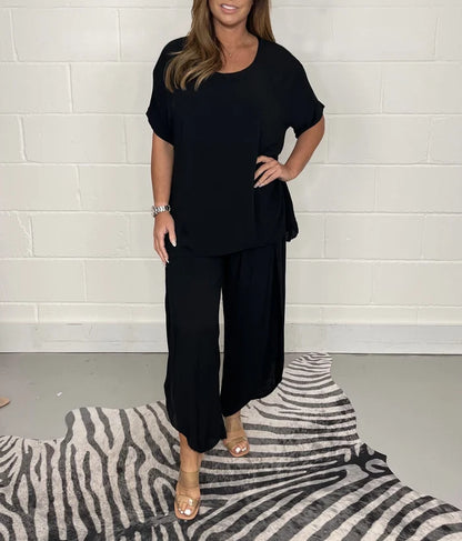 💞【S-5XL】Nowa letnia moda damska casualowa odzież bawełniana i lniana w dużych rozmiarach✨ (topy + spodnie)✨ - miękka i wygodna, oddychająca i cienka