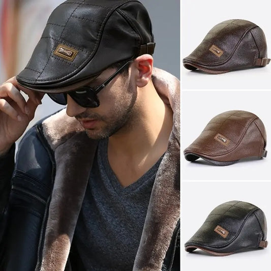 🧢【Oferta especial】🔥 Boina de cuero vintage de primera calidad_4236457