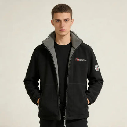 【55-120KG】Moški debel volnen plašč s plišasto podlogo, večjih velikosti, topel in udoben za jesen in zimo.