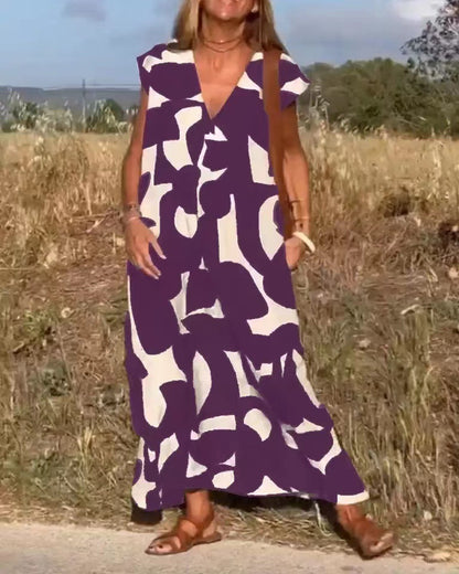 👗🔥【S-3XL】 Geometrické barevné bloky Ležérní dámské šaty