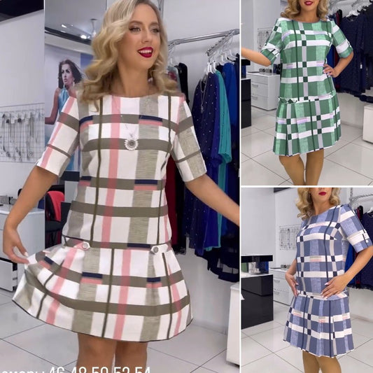 [Límite de 2 artículos por persona]👗【S-5XL】Nuevo vestido elegante a cuadros multicolor 2026