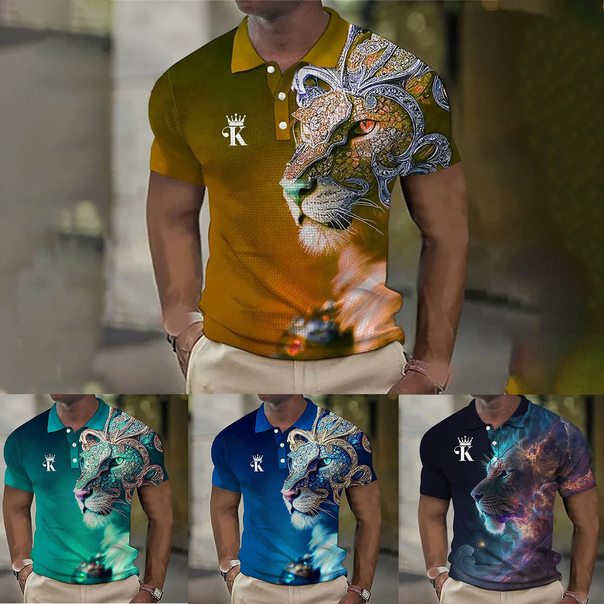 【S-6XL】Moška polo majica s 3D potiskom leva