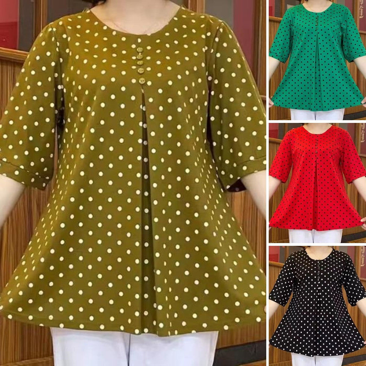 ✨【50% de Descuento】💞【L-5XL】Nueva camisa con estampado de lunares 2026