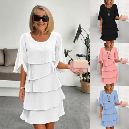💃【S-3XL】🎁Elegantna večplastna obleka z nabranimi rokavi - brez napora ustvarite eleganten videz za vse priložnosti💃