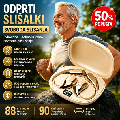 🔋Brezžične Bluetooth slušalke brez vgrajenega ušesa, z ušesno kljukico in kostno prevodnostjo🎙️🎧