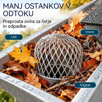 🍂 Komplet 10 zaščitnih mrežic proti zamašitvi žlebov in odtočnih cevi · Izdelane iz aluminijeve zlitine · Prilagodljiva oblika · Enostavna namestitev brez orodja!