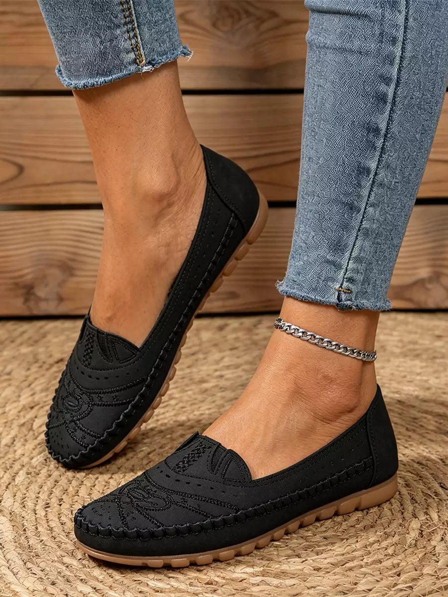 【36-43】Retro stil perforiranih balerink za prosti čas｜Mehak podplat, udobje za vsak dan｜Brez obutve, večje številke