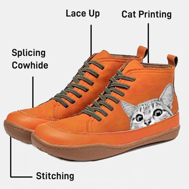 【35-43】Zapatos cómodos con estampado de gato para mujer
