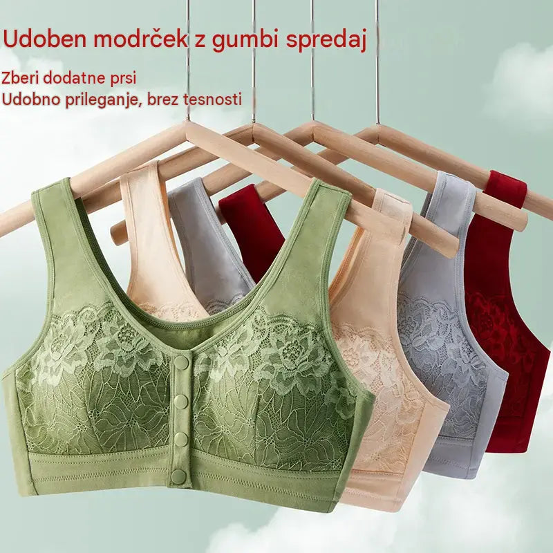 😍【3-paket】Ženski čipkasti nedrček, brez jeklenega obroča, udobni gumbi spredaj😍【40-100kg】