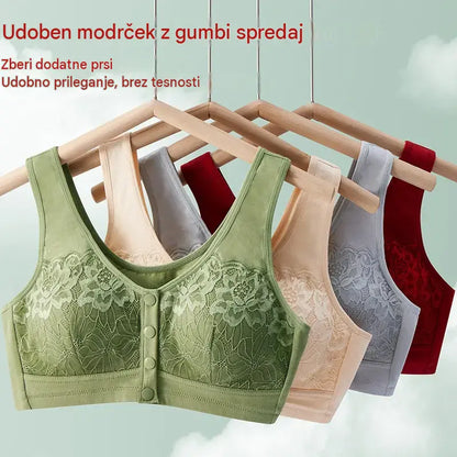 😍【3-paket】Ženski čipkasti nedrček, brez jeklenega obroča, udobni gumbi spredaj😍【40-100kg】
