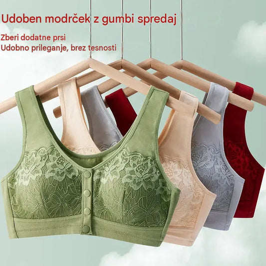 😍【3-paket】Ženski čipkasti nedrček, brez jeklenega obroča, udobni gumbi spredaj😍【40-100kg】