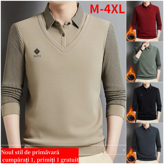 🔥🔥【M-4XL】Moška vrhunska dvodelna topla majica iz kašmirja vse v enem
