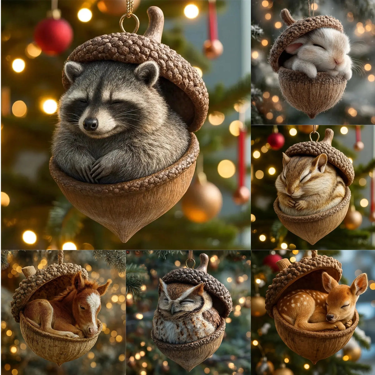 🔥【Kupite 6, dobite 6 brezplačno】🐿️🦉Okrasek za božično drevo – gozdna žival