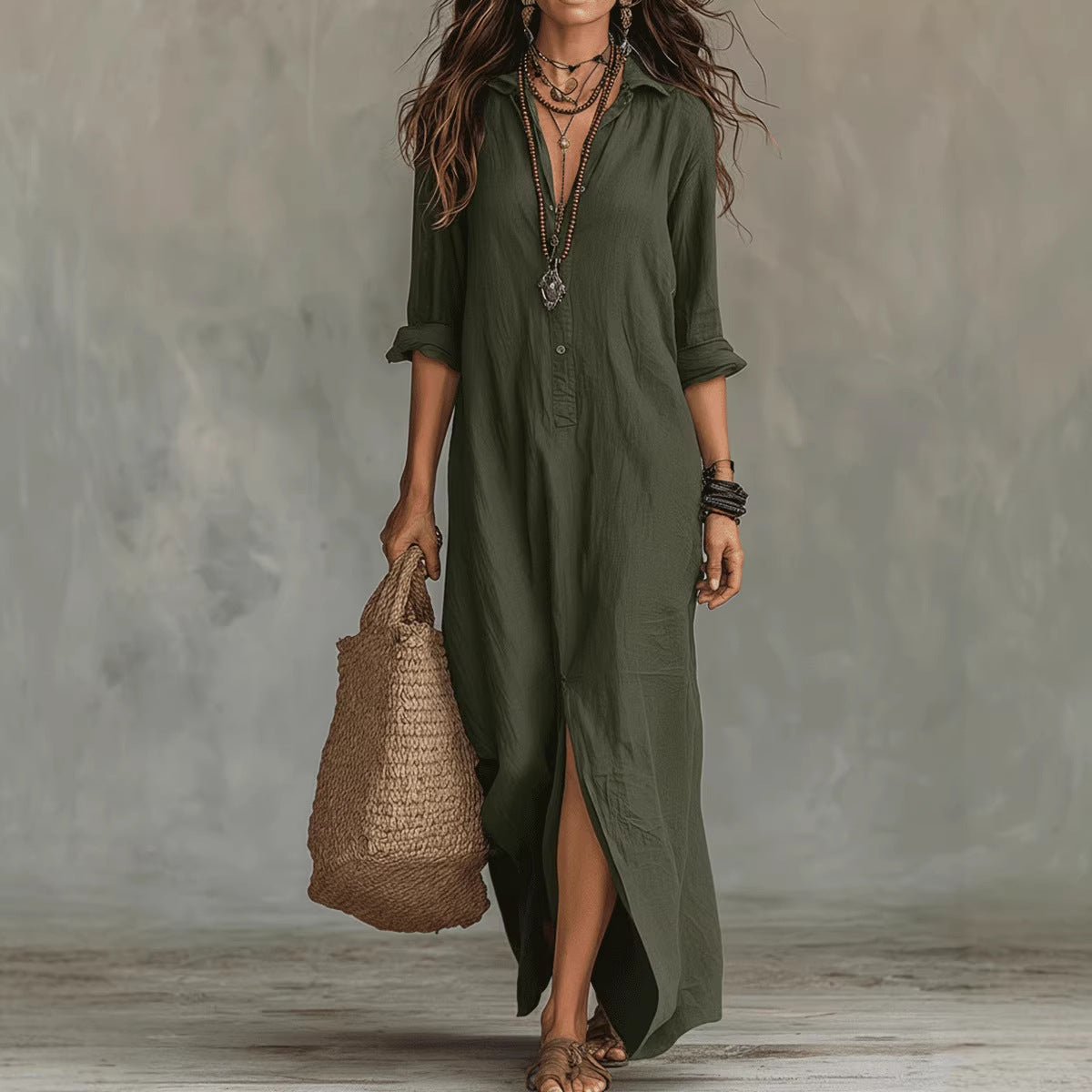 👗🏖️【Novinka, sleva 50 %, pouze 3 dny】 Nová elegantní a pohodlná maxi sukně s rozparkem vpředu 2026.