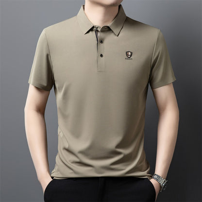 【M-4XL】Poletje 2026 Nova ledeno svilena polo majica s pol rokavi in reverjem