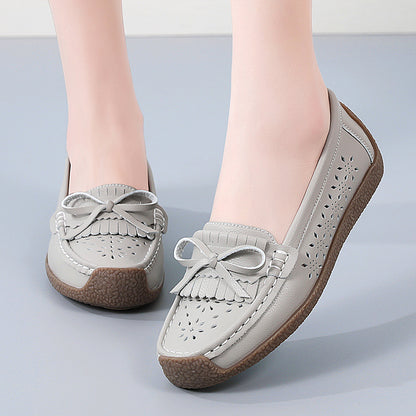 🌼【35-44】Zapatos de cuero de verano para mujer, zapatos con punta abierta y borlas transpirables