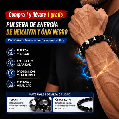 【Compra 1 y llévate 1 gratis】2 piezas 23euros🔥Pulsera de energía de hematita y ónix negro｜Recupera tu fuerza y confianza masculina