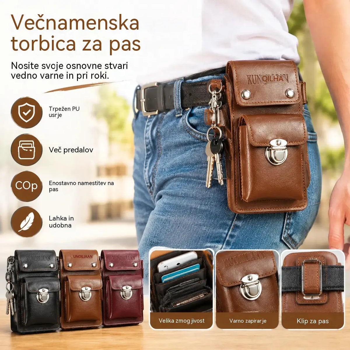 👜📱Praktična torbica za okoli pasu, idealna za delo, potovanja in aktivnosti na prostem.