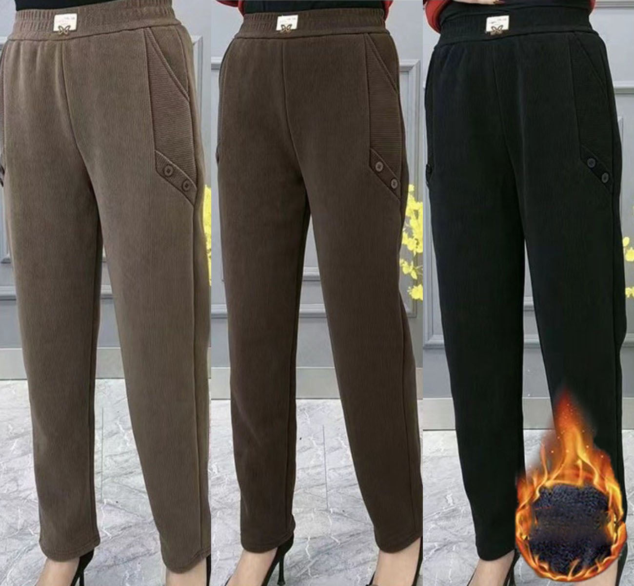 🔥🔥【2XL-5XL】Jesenske in zimske nove odebeljene žametne ohlapne hlače velike velikosti✅【55–92,5 kg】
