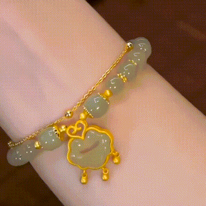 ✨【Compre uno y llévese otro gratis】Nueva pulsera de jade hetiano en oro de 14 quilates