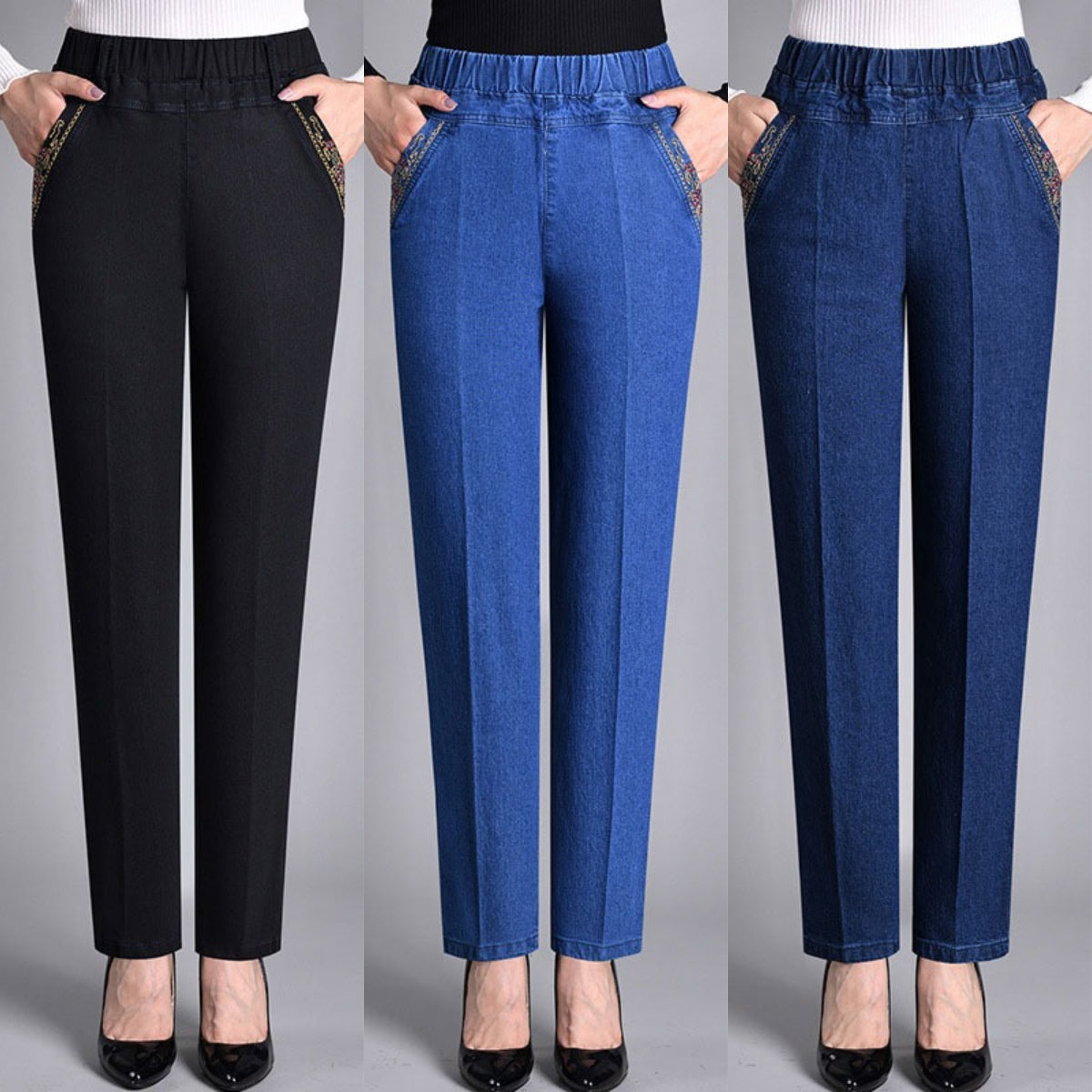 🔥👖【XL-5XL】Dámské ležérní rovné strečové džíny 4247305