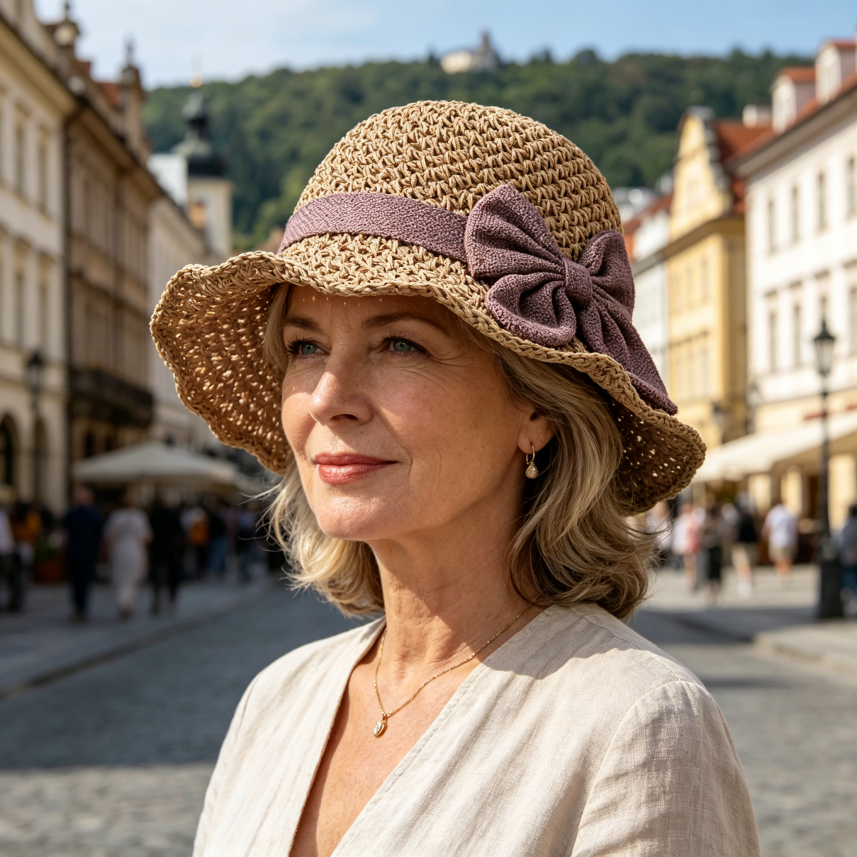 🎀🎀 -Nyní se slevou 50 %! 🌞 Elegantní pletený slaměný klobouk s mašlí – prodyšný a skládací, ideální volba na pláž i na cesty 👒