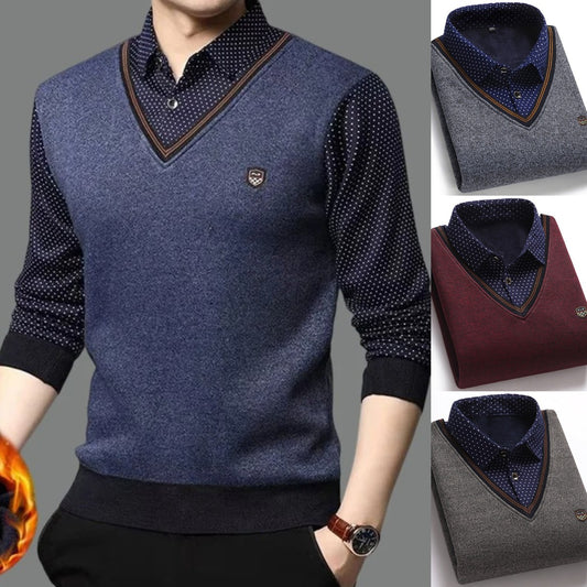 👔 [M-4XL] Nová pánska pletená košeľa z kašmírového zamatu na jeseň a zimu