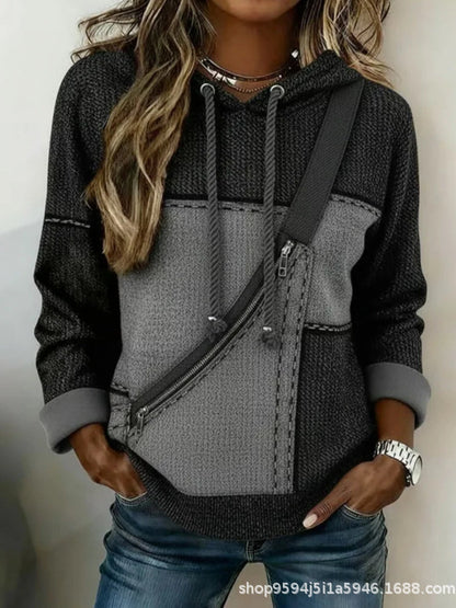 🎀🎀【S-5XL】Damska bluza z długim rękawem i kapturem z nadrukiem 4224542