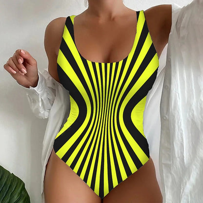 🩱S~5XL🏖️Modne in seksi črtaste enodelne kopalke
