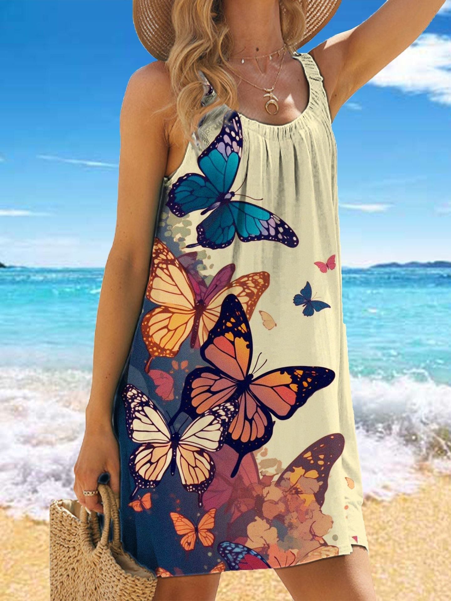 🎁【Sleva 50 %】✨🌊【S-5XL】Módní letní šaty s květinovým potiskem a ramínky