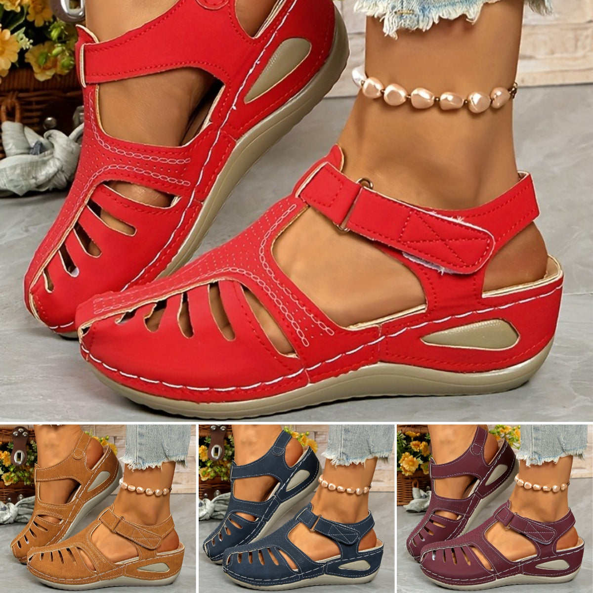 🔥【34-44】Sandalias de cuña casuales para mujer, transpirables y cómodas