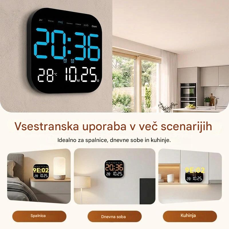 🕰️🛏️Digitalna ura za dom/pisarno z dvojno uporabo: Nežno vas zbudi, poslovite se od nadležnih alarmov! Nastavljiva svetlost, tiho delovanje ponoči. Prikazuje tudi temperaturo. Zanesljiv spremljevalec za vaše vsakdanje življenje. 🌙