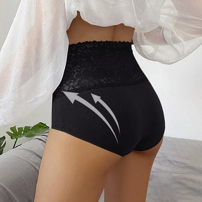 🔥【6 piezas】👙Bragas de cintura alta con encaje de algodón antibacteriano