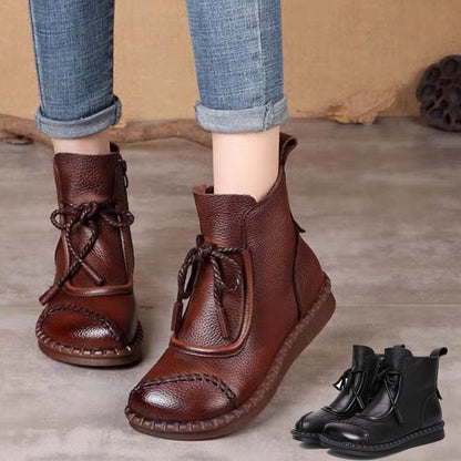 🔥 Őszi akció 【35-40】✨Stílusos valódi bőr bokacsizma – Kényelmes vintage megjelenés