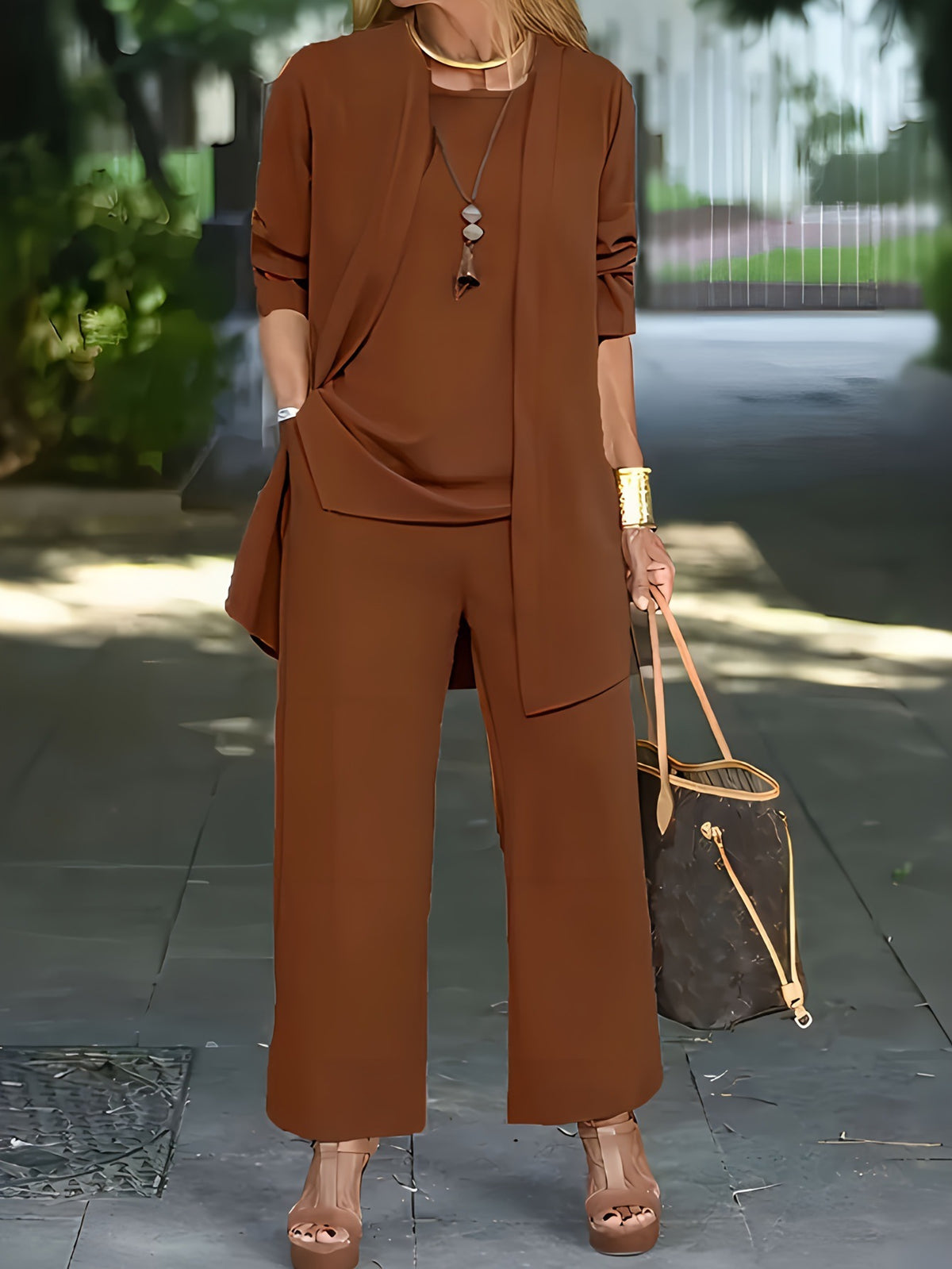 Oferta ograniczona czasowo 🧥Elegancki damski komplet 3-częściowy o luźnym kroju🍂