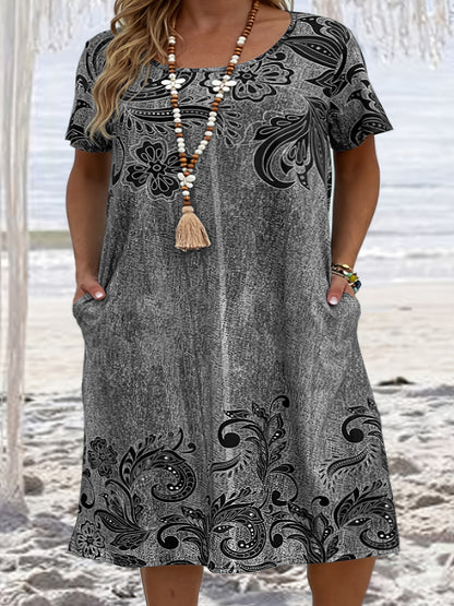 👗【XL-6XL】 2026 nové dámské 3D tištěné volné kapesní šaty