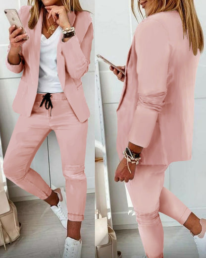 💎【50 % de descuento】Conjunto de jersey y pantalones para mujer, corte ajustado, tejido suave (40-100 kg)