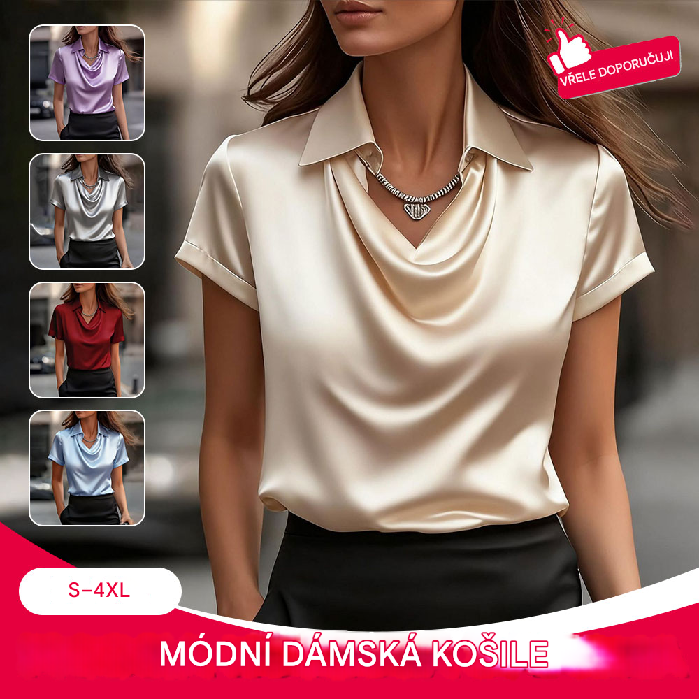 【S-4XL】Nová elegantní a jednoduchá dámská košile s krátkým rukávem 4252333