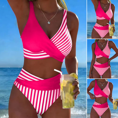 🤩🌟Dvoudílné, barevné bikiny s bloky a pruhy