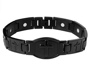 🎁💙 Męska miedziana bransoletka z krzyżem 4218152