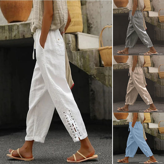 💯Pantalones de mujer con detalle de encaje y cordón ajustable.4280484