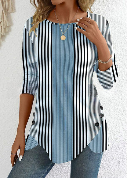 💕👚Speciální nabídka na letní novinky【S-3XL】Letní nová dámská pruhovaná volnočasová halenka, prodyšná a pohodlná, ideální volba na léto.