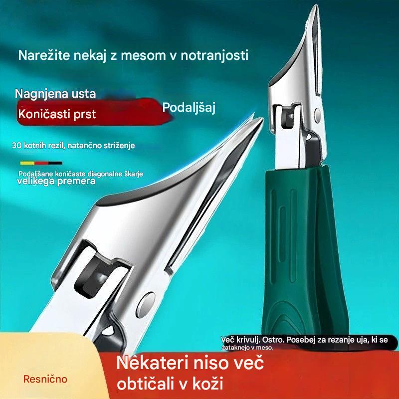 🔥Akcija omejena🔥【Komplet 3 kosov】Protizdrsne in proti škropljenju odporne škarjice za nohte z 25° poševnim robom, varne in praktične