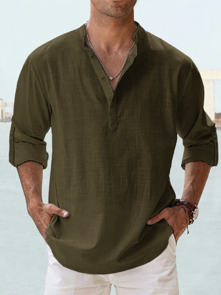 👕🤩【S-5XL】Pánské tričko s dlouhým rukávem, materiál bavlna/lněné vlákno 4252289