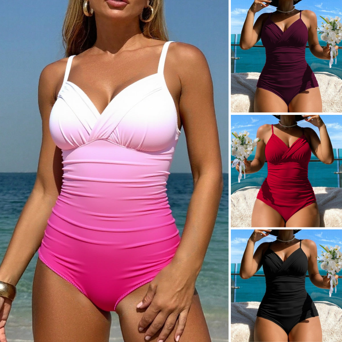 👙【S-2XL】Pohodlné dvoudílné plavky s potiskem a mašlemi 4260826