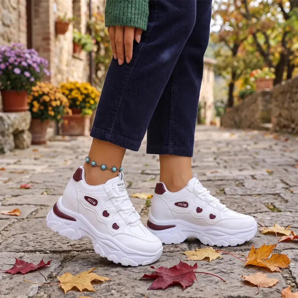 【35-42】👟Ženske debele superge z očetovo platformo - skrita peta - vezalke, ležerne superge z barvnimi bloki 2026