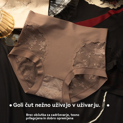 [5-delni komplet] Ženske visoko elastične brezšivne čipkaste hlačke s funkcijo uravnavanja trebuha in oblikovanja zadnjice