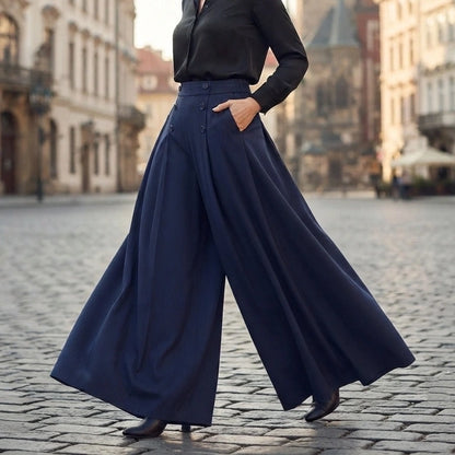 🔥【M-5XL】Elegantne ženske hlače z visokim pasom in širokimi hlačnicami, ohlapnega kroja, laskajo postavi, zračne in udobne poleti.