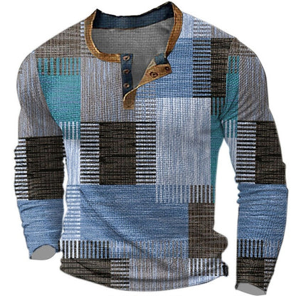 🌴【S-4XL】👔 Nová kolekce pánských košil s potiskem, dlouhé rukávy, uvolněný styl Henry, dostupné ve více barvách