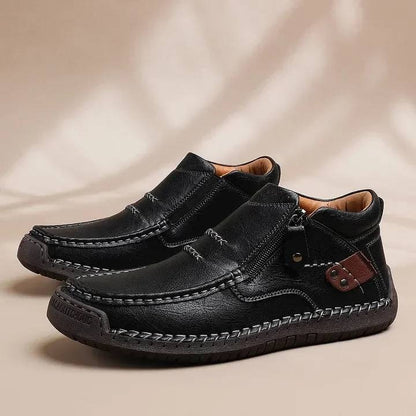 👞【38-48】Ανδρικές μπότες οδήγησης, από δέρμα υψηλής ποιότητας, χειροποίητες, χωρίς ολίσθηση - φαρδιά δάχτυλα, στήριξη στην καμάρα